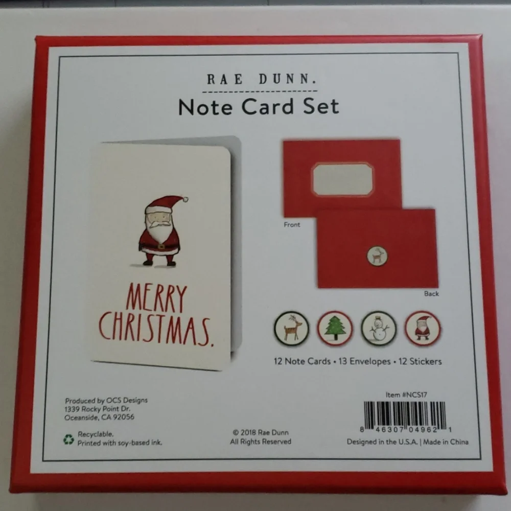 Rae Dunn Merry Christmas Note Card Set